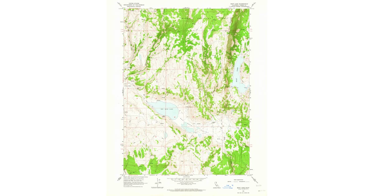 1962 Map of Boot Lake, Lassen County, CA — High-Res | Pastmaps