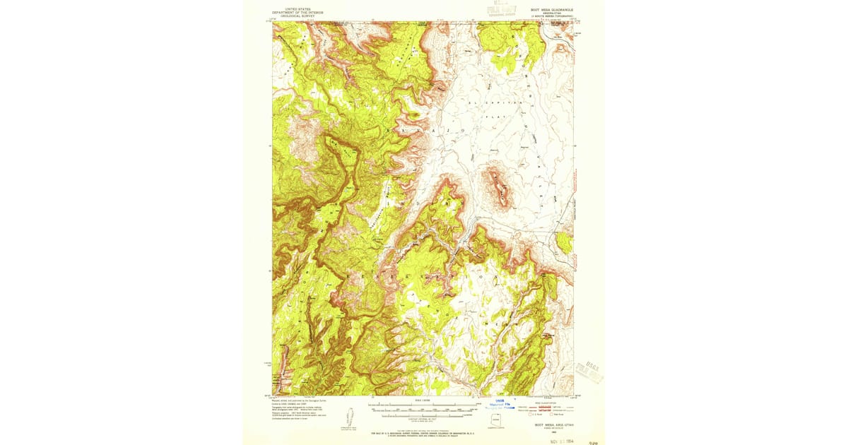1952 Map of Boot Mesa, Navajo County, AZ — High-Res | Pastmaps