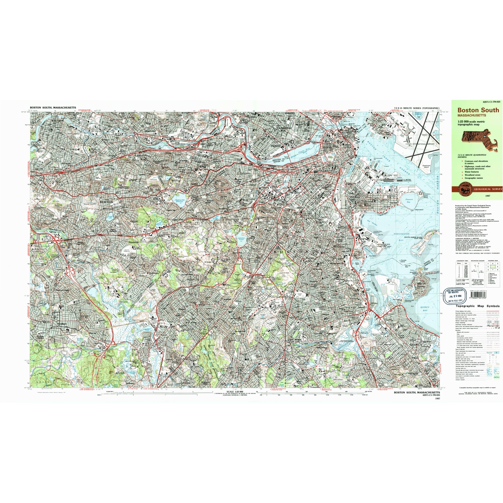 1987 Map of Boston South, Suffolk County, MA — High-Res | Pastmaps display picture 1