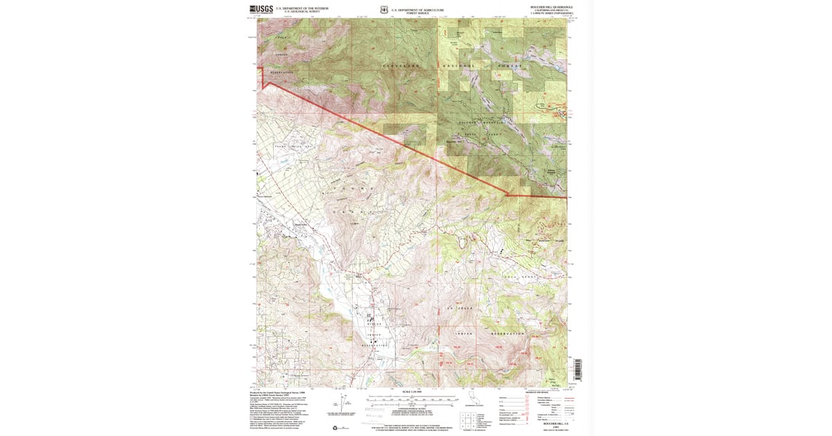1997 Map 1997 Map of Boucher Hill, San Diego County, CA — High-Res | Pastmaps
