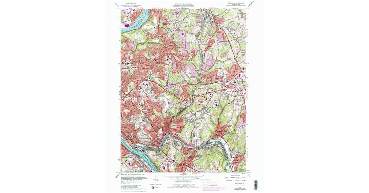 1960 Map of Braddock, Pittsburgh, PA — High-Res, 1979 Print #2 | Pastmaps