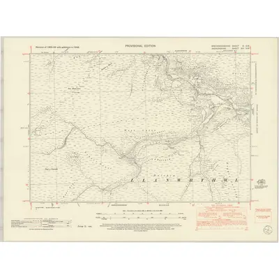 1948 Map of Brecknockshire IV.SW, 1952 Print