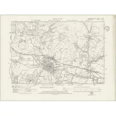 1914 Map of Brecknockshire L.NW, 1934 Print
