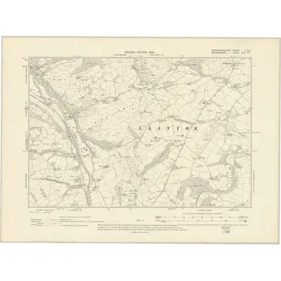 1902 Map of Brecknockshire V.SE, 1904 Print