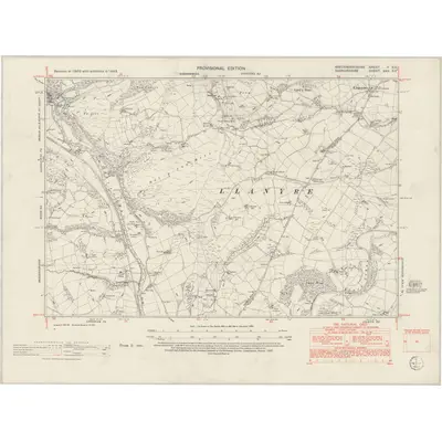 1948 Map of Brecknockshire V.SE, 1953 Print