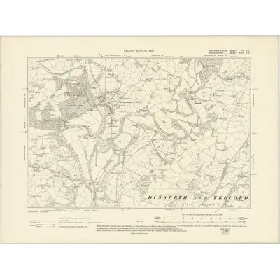 1902 Map of Brecknockshire VIII.NE, 1905 Print