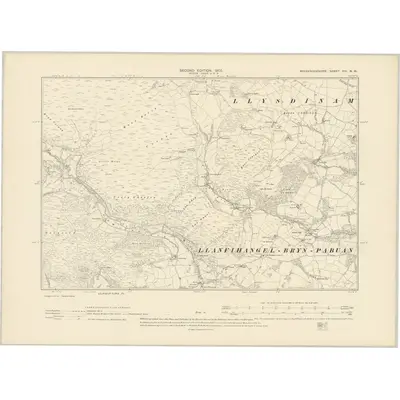 1902 Map of Brecknockshire VIII.NW, 1905 Print