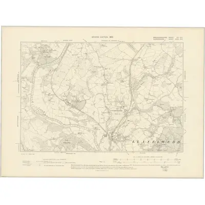 1902 Map of Brecknockshire VIII.SE, 1905 Print
