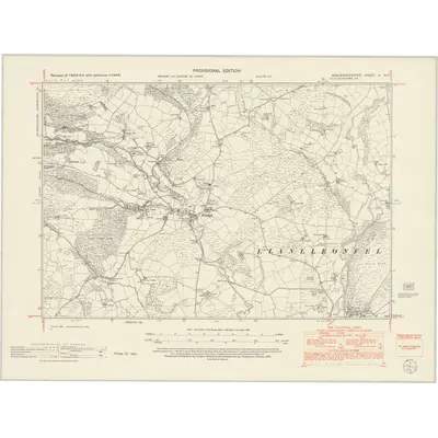 1949 Map of Brecknockshire X.NE, 1952 Print