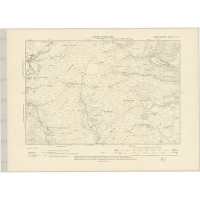 1903 Map of Brecknockshire X.NW, 1906 Print
