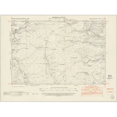 1948 Map of Brecknockshire X.NW, 1953 Print