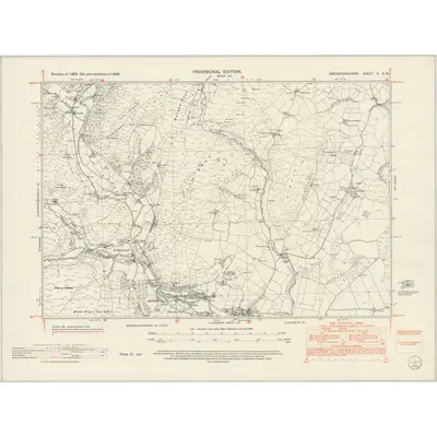 1948 Map of Brecknockshire X.SW, 1952 Print