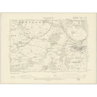1902 Map of Brecknockshire XI.NE, 1905 Print