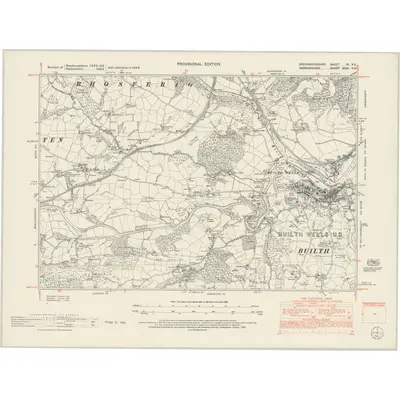 1948 Map of Brecknockshire XI.NE, 1953 Print