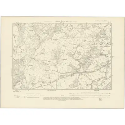 1902 Map of Brecknockshire XI.NW, 1905 Print