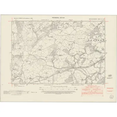 1948 Map of Brecknockshire XI.NW, 1953 Print