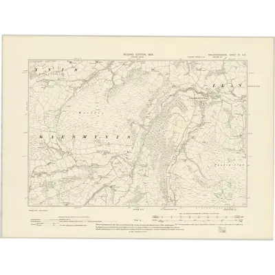 1902 Map of Brecknockshire XI.SE, 1905 Print
