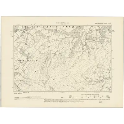 1902 Map of Brecknockshire XI.SW, 1905 Print