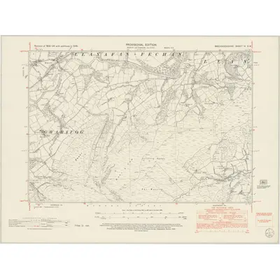 1948 Map of Brecknockshire XI.SW, 1952 Print