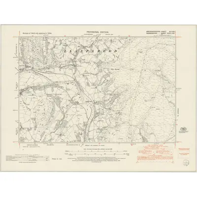 1948 Map of Brecknockshire XII.NW, 1952 Print