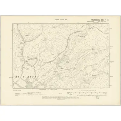 1904 Map of Brecknockshire XIII.SE, 1906 Print
