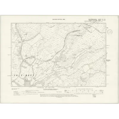 1904 Map of Brecknockshire XIII.SE, 1937 Print