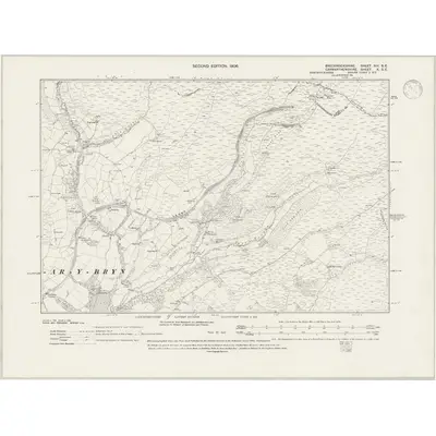 1904 Map of Brecknockshire XIII.SE, 1946 Print