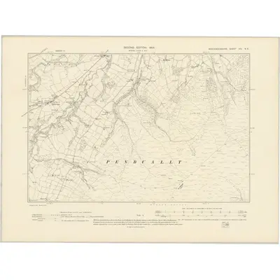 1903 Map of Brecknockshire XIV.NE, 1905 Print