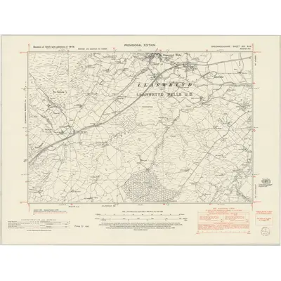 1948 Map of Brecknockshire XIV.NW, 1952 Print