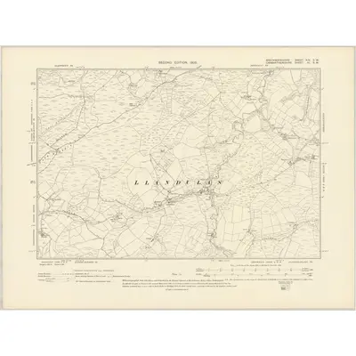 1904 Map of Brecknockshire XIV.SW, 1905 Print