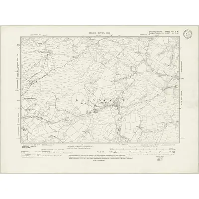 1904 Map of Brecknockshire XIV.SW, 1933 Print