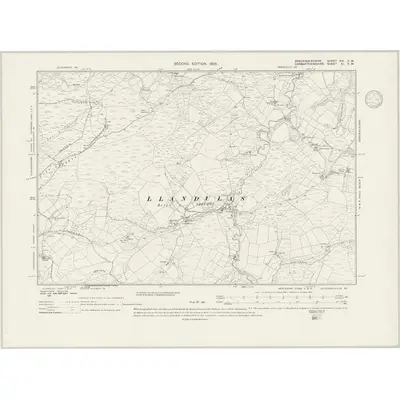 1904 Map of Brecknockshire XIV.SW, 1946 Print
