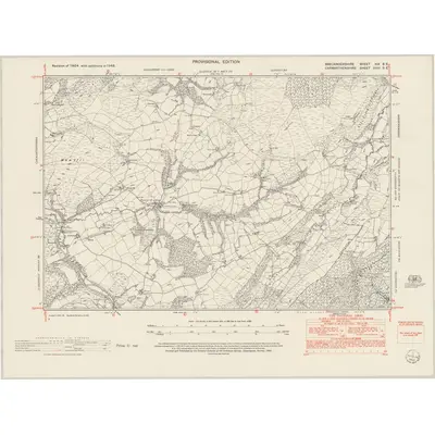 1948 Map of Brecknockshire XIX.SE, 1953 Print