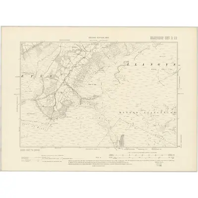 1903 Map of Brecknockshire XL.SE, 1905 Print