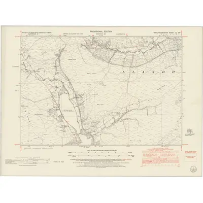 1948 Map of Brecknockshire XL.SW, 1953 Print