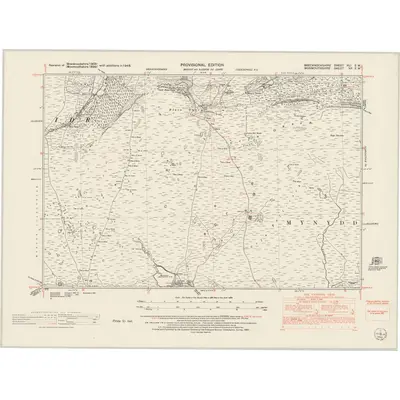 1948 Map of Brecknockshire XLI.SW, 1953 Print
