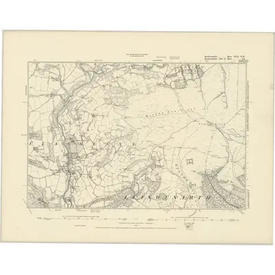 1880 Map of Brecknockshire XLII.NW, 1887 Print