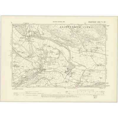 1903 Map of Brecknockshire XLII.SW, 1905 Print