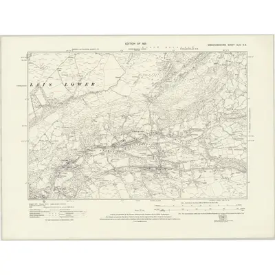 1913 Map of Brecknockshire XLIII.NE, 1921 Print