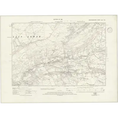 1913 Map of Brecknockshire XLIII.NE, 1936 Print