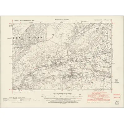 1948 Map of Brecknockshire XLIII.NE, 1953 Print