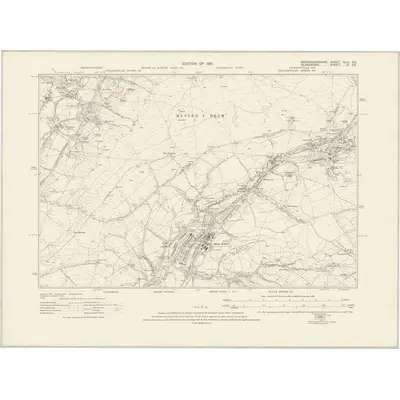 1914 Map of Brecknockshire XLIII.SE, 1921 Print