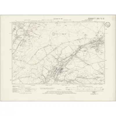 1914 Map of Brecknockshire XLIII.SE, 1934 Print
