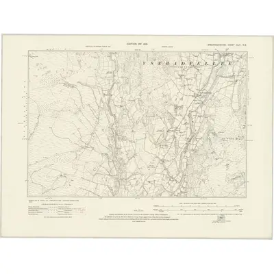 1903 Map of Brecknockshire XLIV.NE, 1921 Print