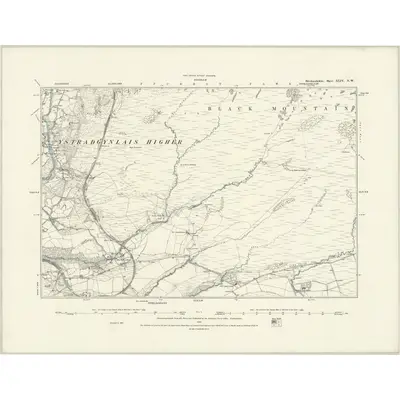 1877 Map of Brecknockshire XLIV.NW, 1888 Print