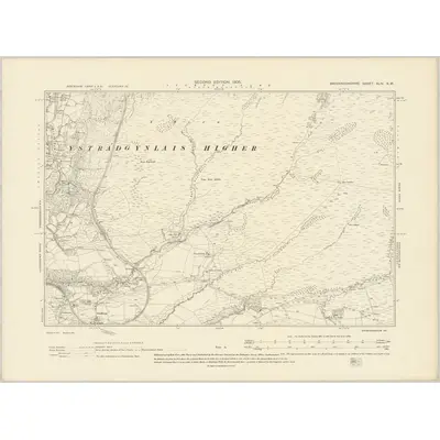 1903 Map of Brecknockshire XLIV.NW, 1905 Print