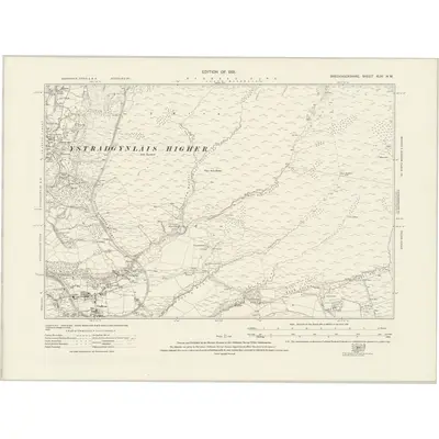 1914 Map of Brecknockshire XLIV.NW, 1921 Print