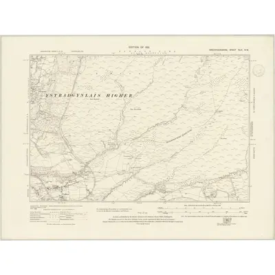 1914 Map of Brecknockshire XLIV.NW, 1937 Print