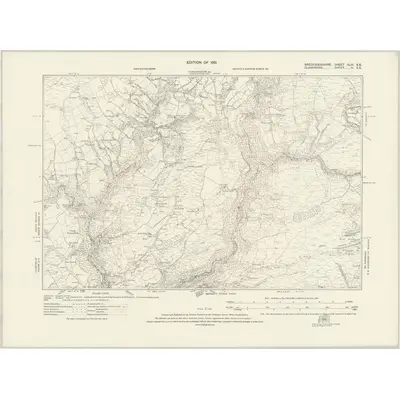 1914 Map of Brecknockshire XLIV.SE, 1921 Print