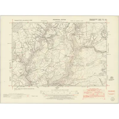 1948 Map of Brecknockshire XLIV.SE, 1953 Print